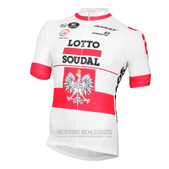 2016 Fahrradbekleidung Lotto Soudal Champion Polen Trikot Kurzarm und Tragerhose